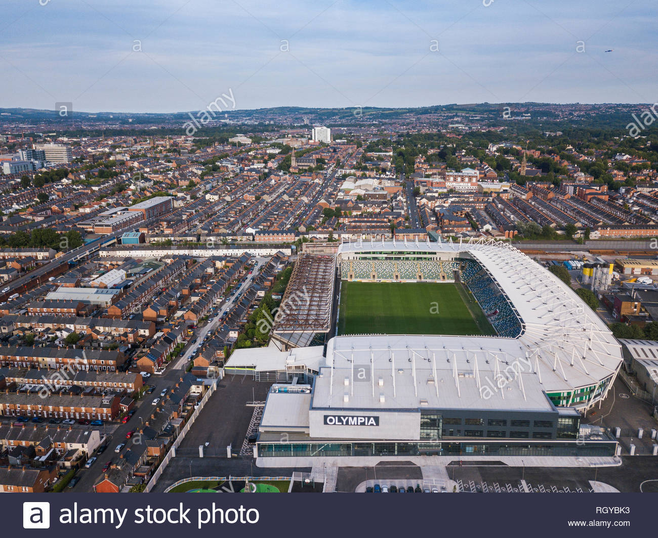 Aerial view of the Football Stadium at Windsor Park ...