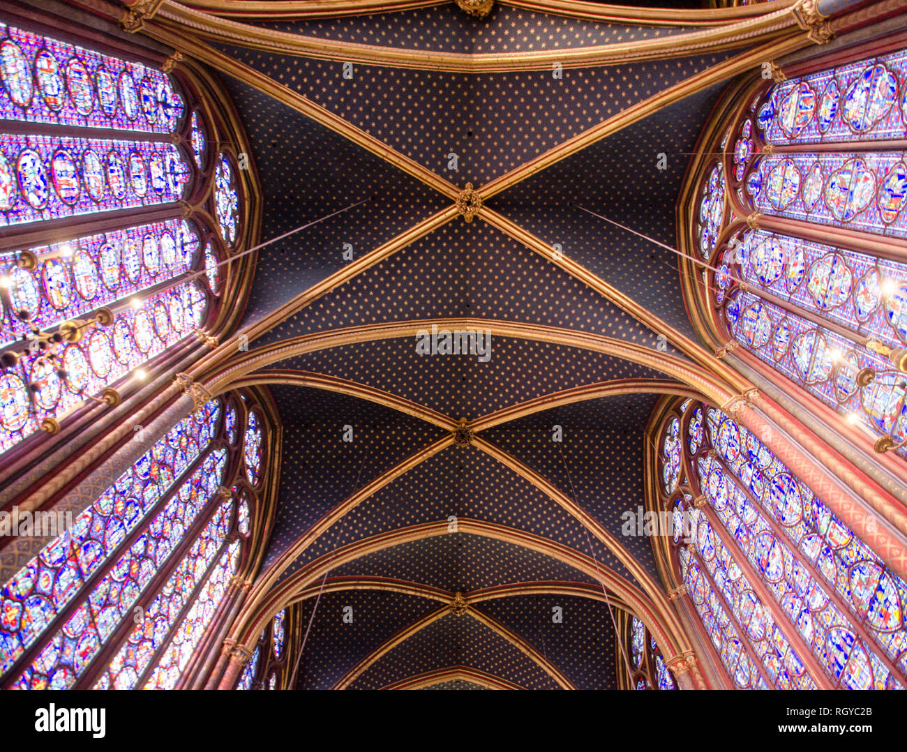 Inside Sainte-Chapelle, the royal chapel in the Gothic style consecrated in 1248. Paris, January 29th, 2019 Stock Photo