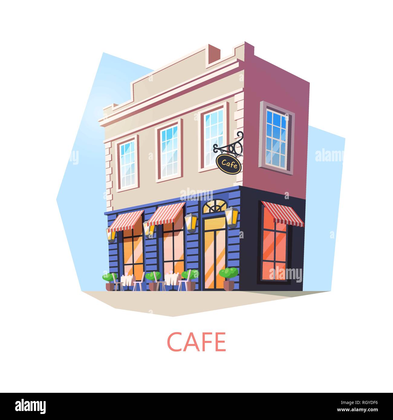 Isometric cafe or cafeteria, bistro building Stock Vector