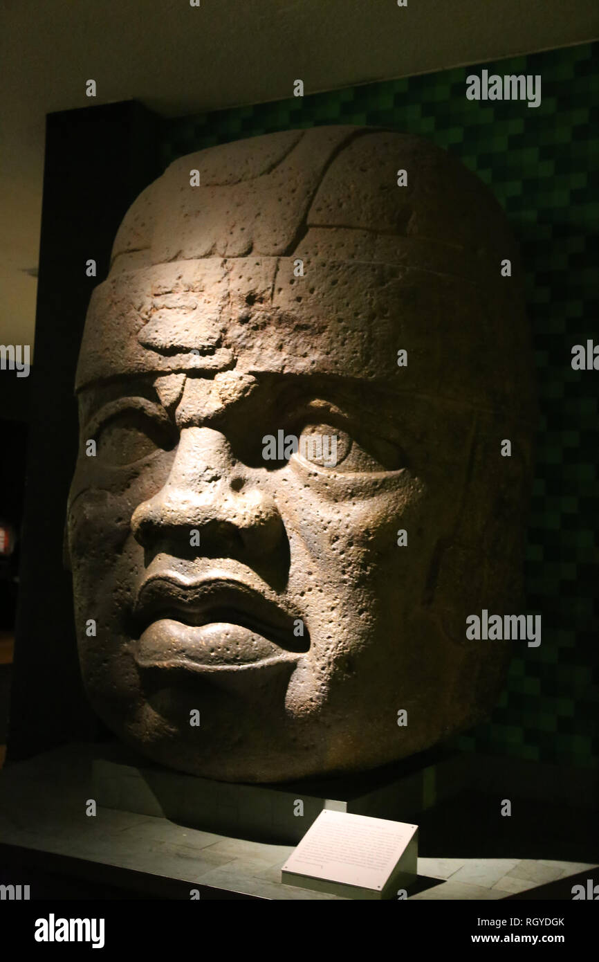 Olmec culture. Kunz Axe, 1000-400 BC. Plaster replica. Amerian Museum of Natural History. Ny. USA Stock Photo