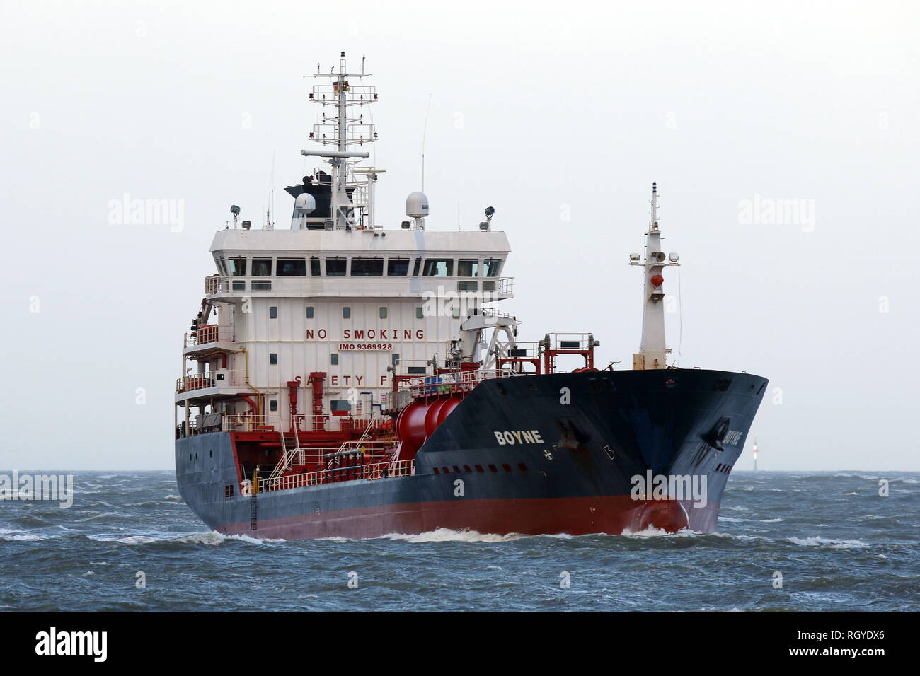 The tanker Boyne happened on 1 January 2019 Cuxhaven and continues to Hamburg. Stock Photo