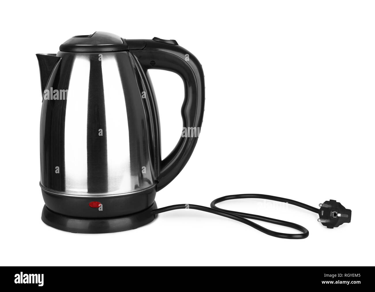 stainless electric kettle isolated on white background Stock Photo