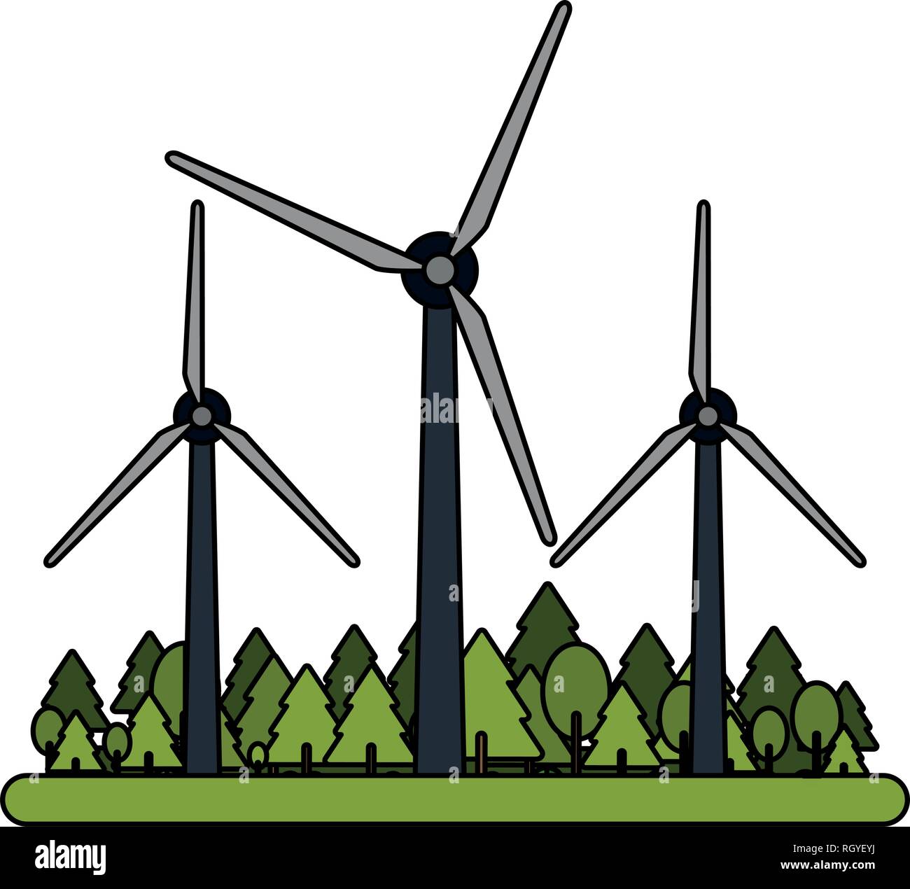 Wind turbines on nature Stock Vector Image & Art - Alamy