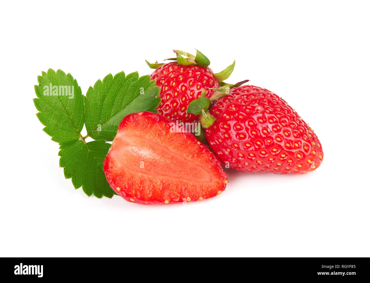 Fresh red ripe strawberries isolated on white background Stock Photo ...