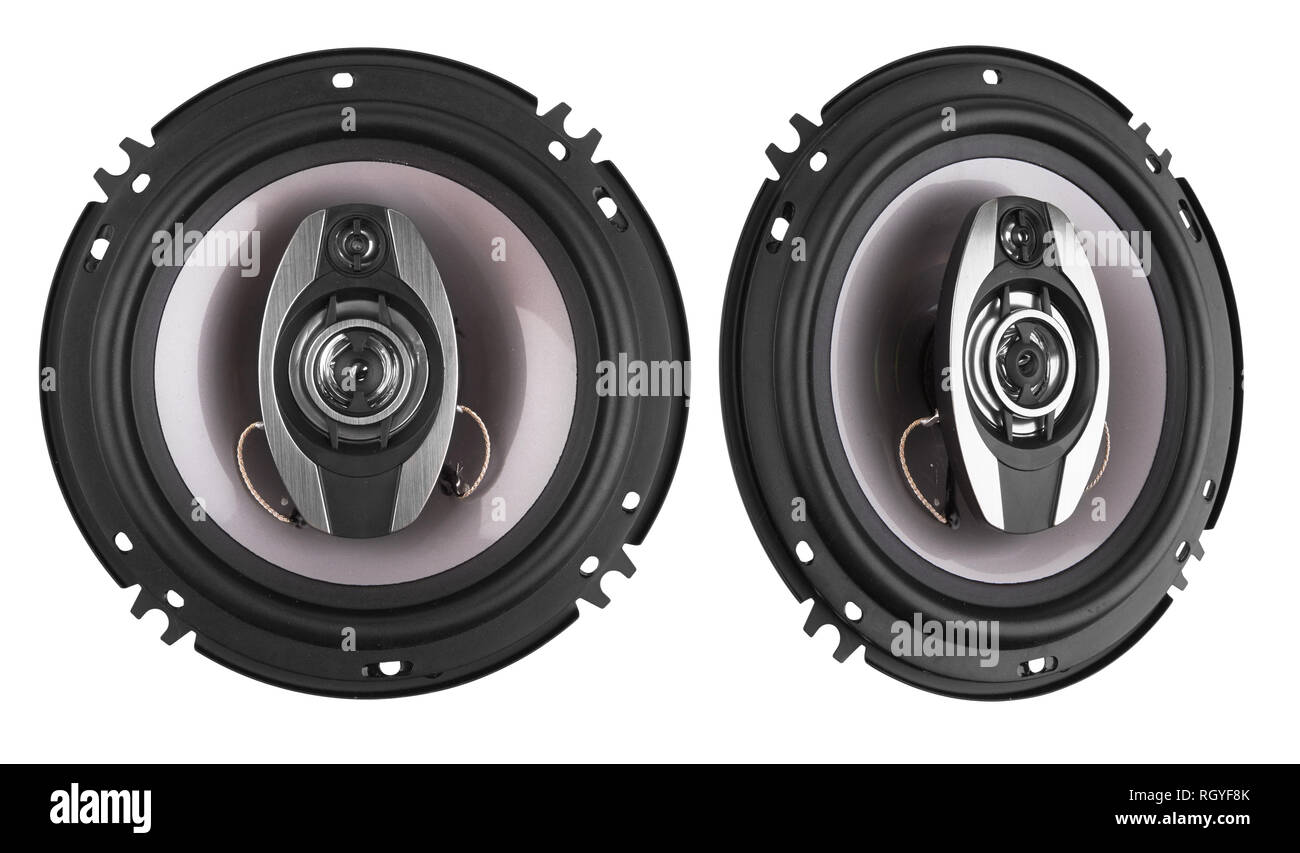 Coaxial car speakers isolated on white background Stock Photo Alamy