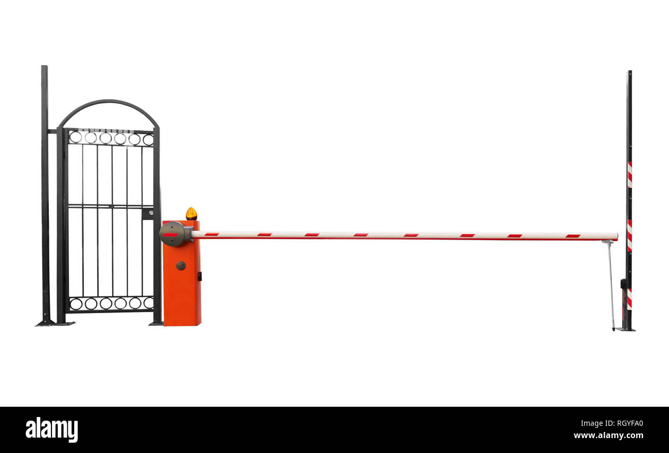 Closed car barrier isolated on white background Stock Photo