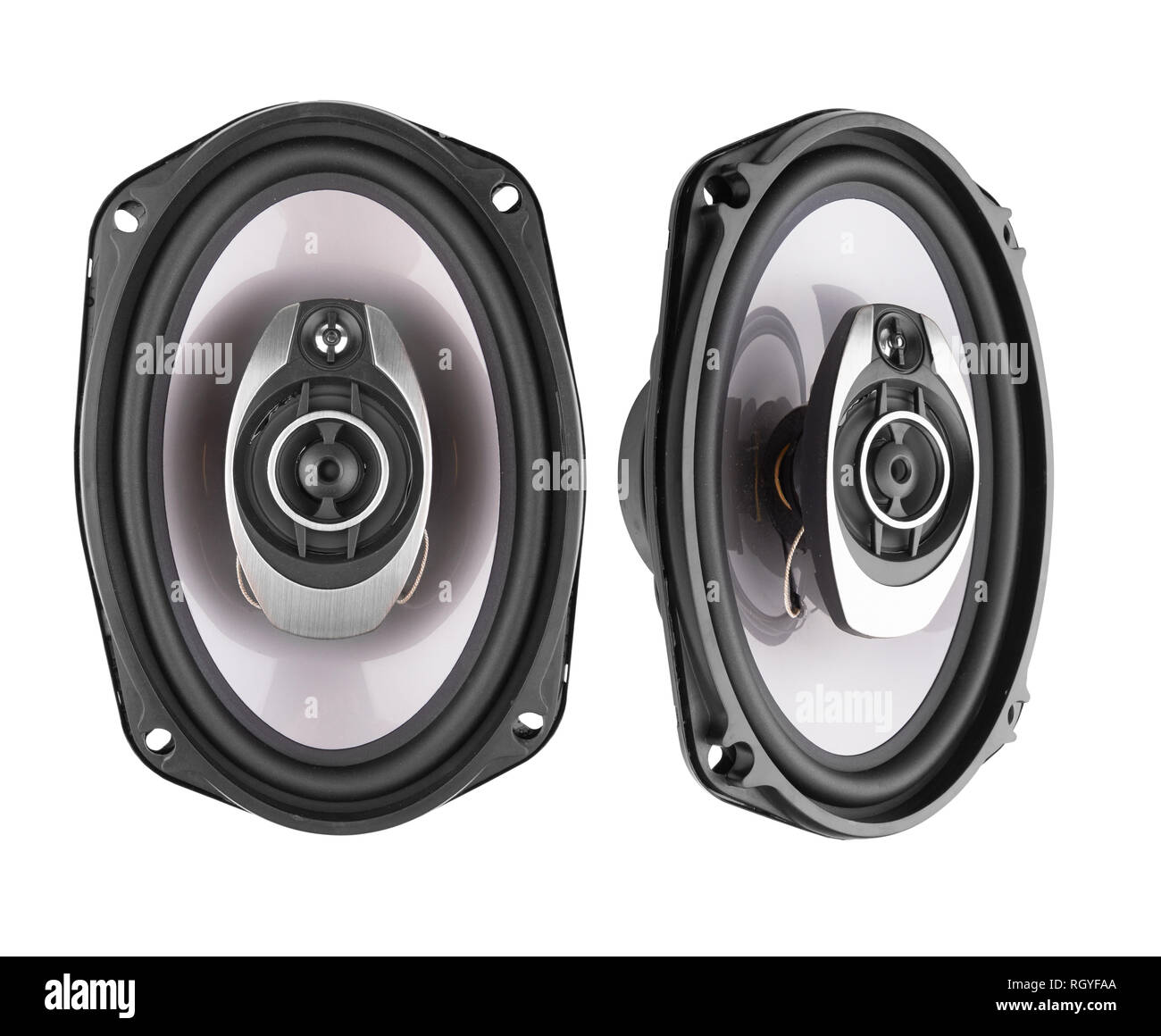 Coaxial car speakers isolated on white background Stock Photo Alamy