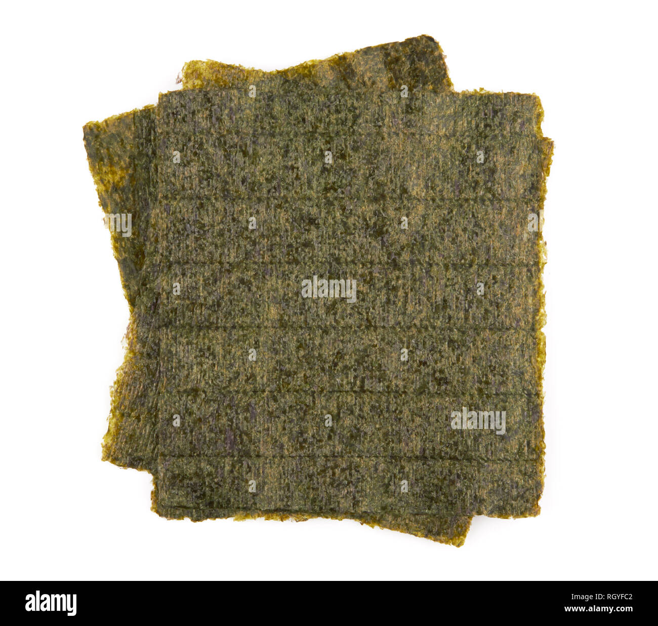 Sheet of dried nori, dried seaweed isolated on white background Stock