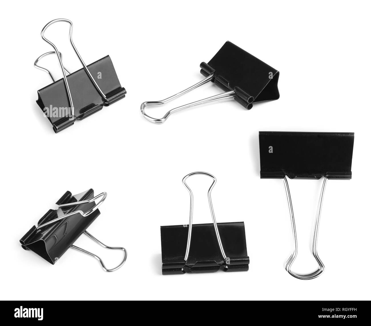 black paper clips isolated on a white background Stock Photo Alamy