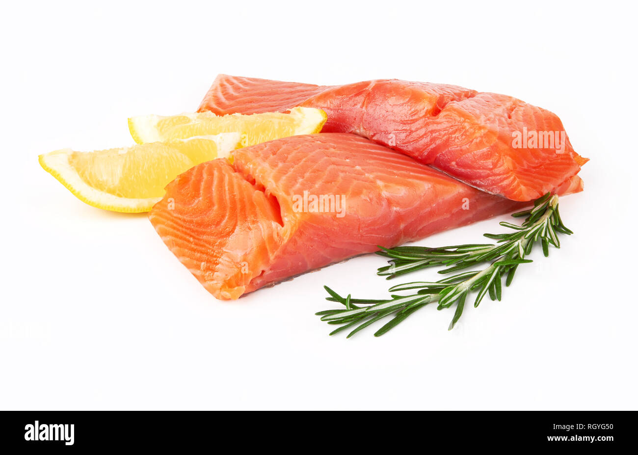 Fillet of salmon isolated on white background Stock Photo - Alamy