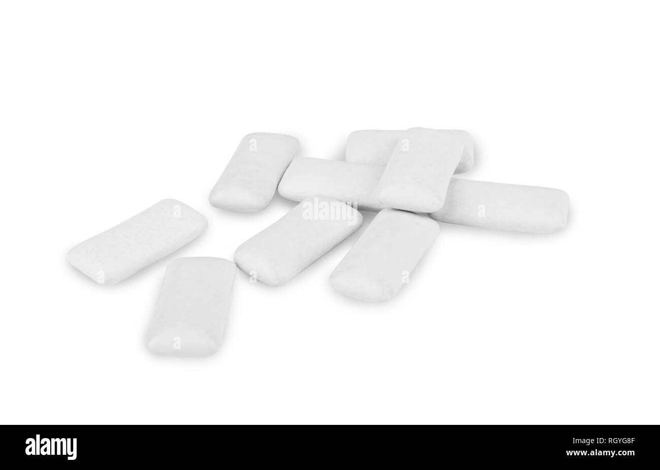 pieces of white chewing gum isolated on white background Stock Photo