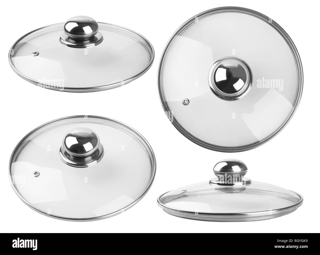 Glass lid from a pan isolated on white background Stock Photo Alamy