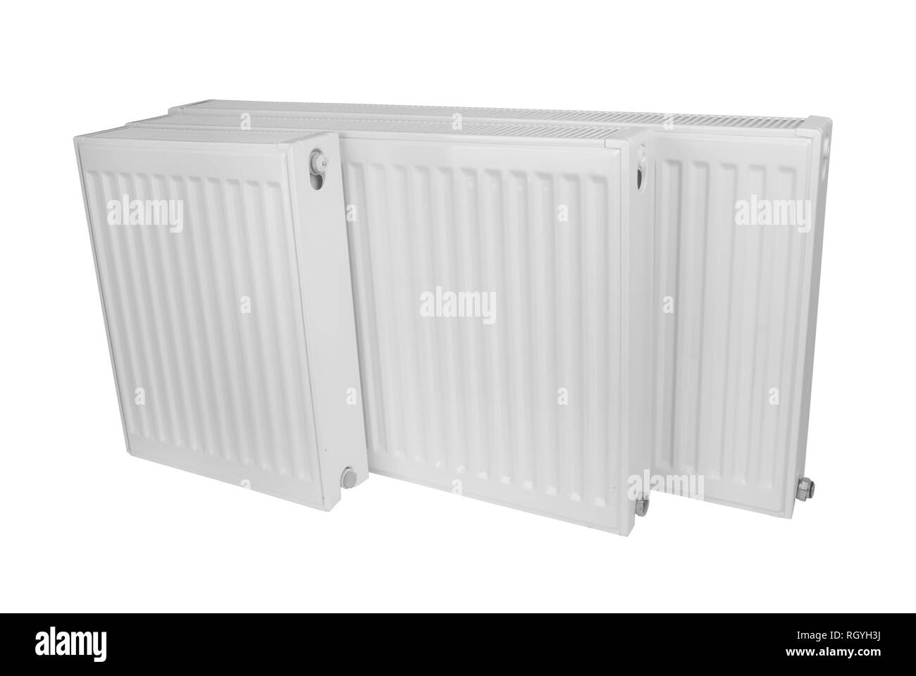White heating radiator isolated on white background Stock Photo