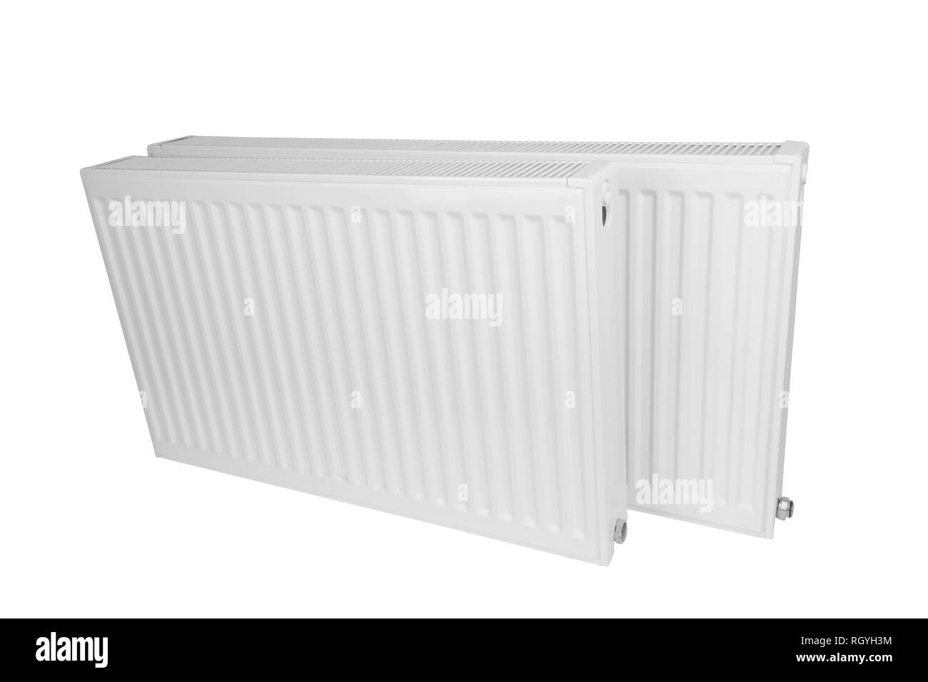 White heating radiator isolated on white background Stock Photo