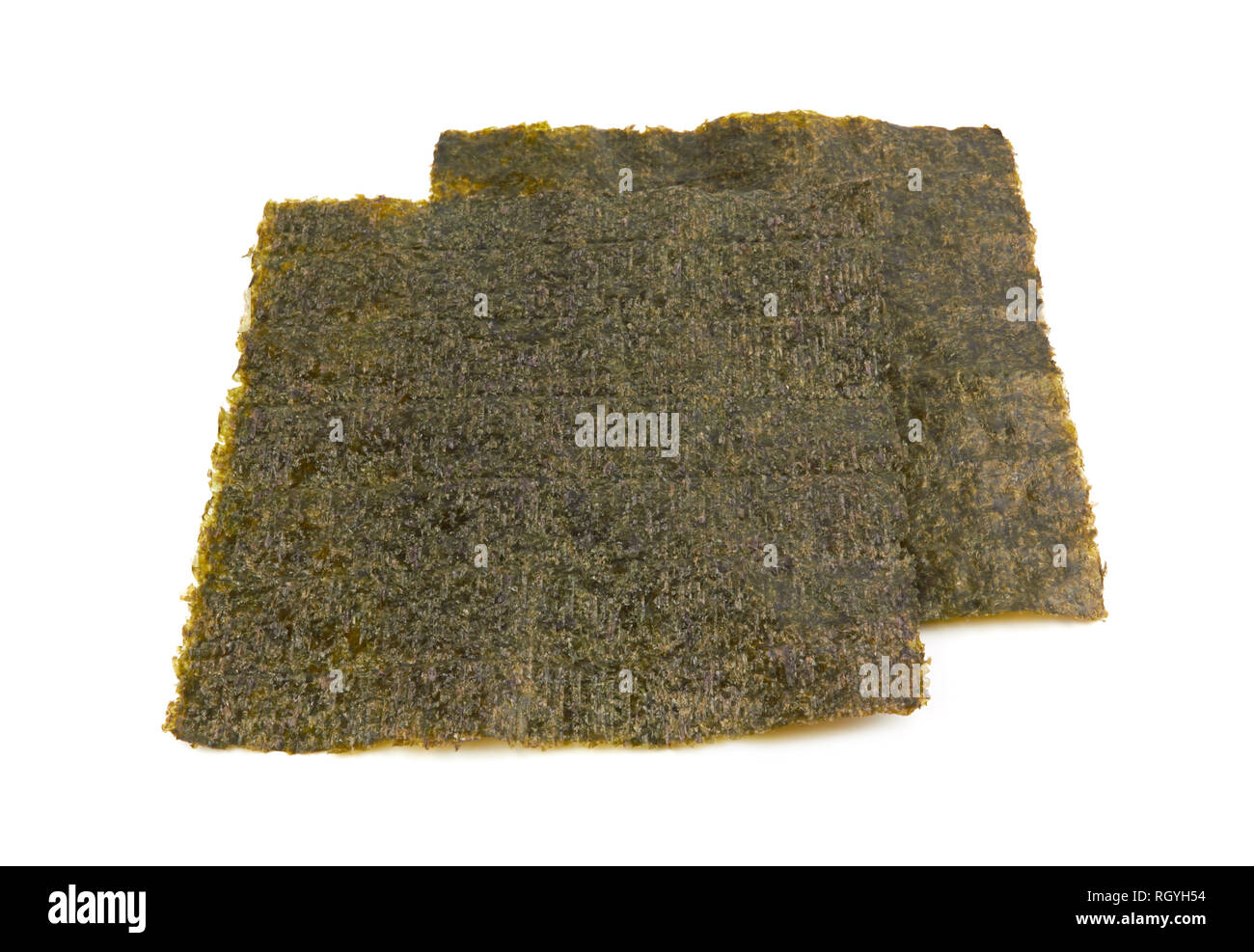 Sheet of dried nori, dried seaweed isolated on white background Stock