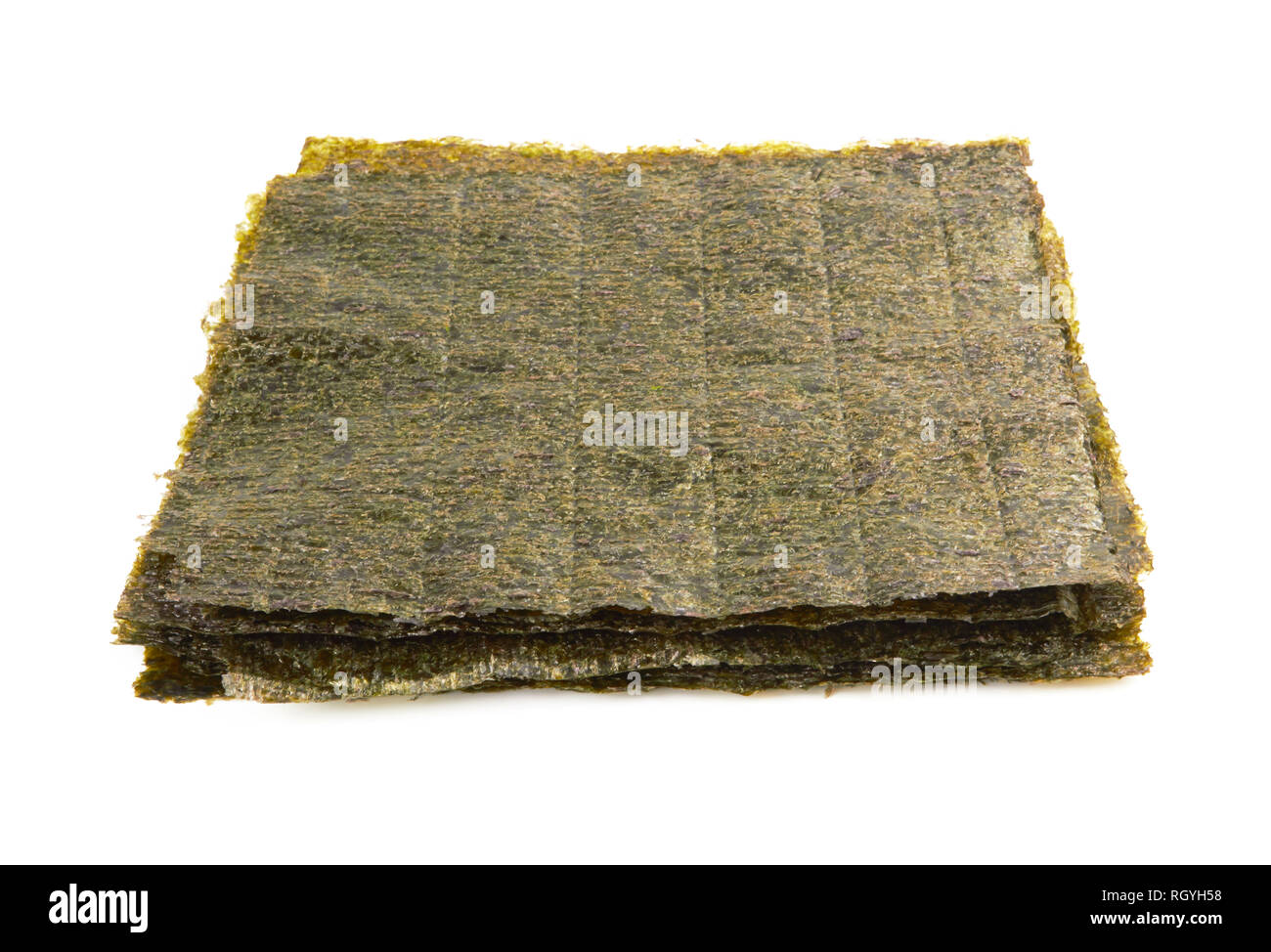 Sheet of dried nori, dried seaweed isolated on white background Stock