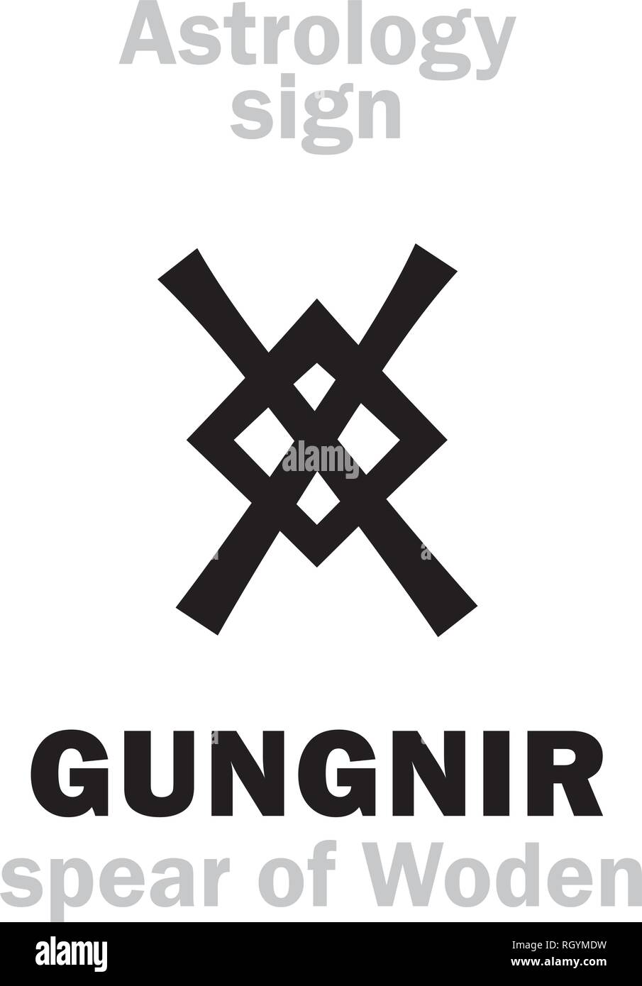 Astrology Alphabet: GUNGNIR (Woden's spear). Hieroglyphics character sign (Runic symbol). Stock Vector