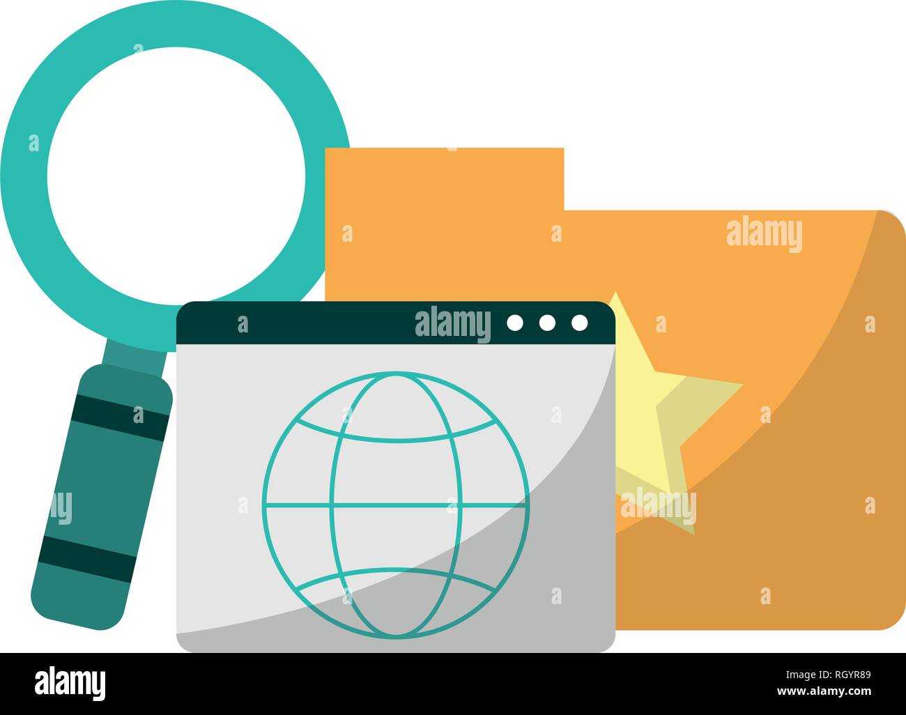 Folder with website and magnifying glass Stock Vector Image & Art - Alamy