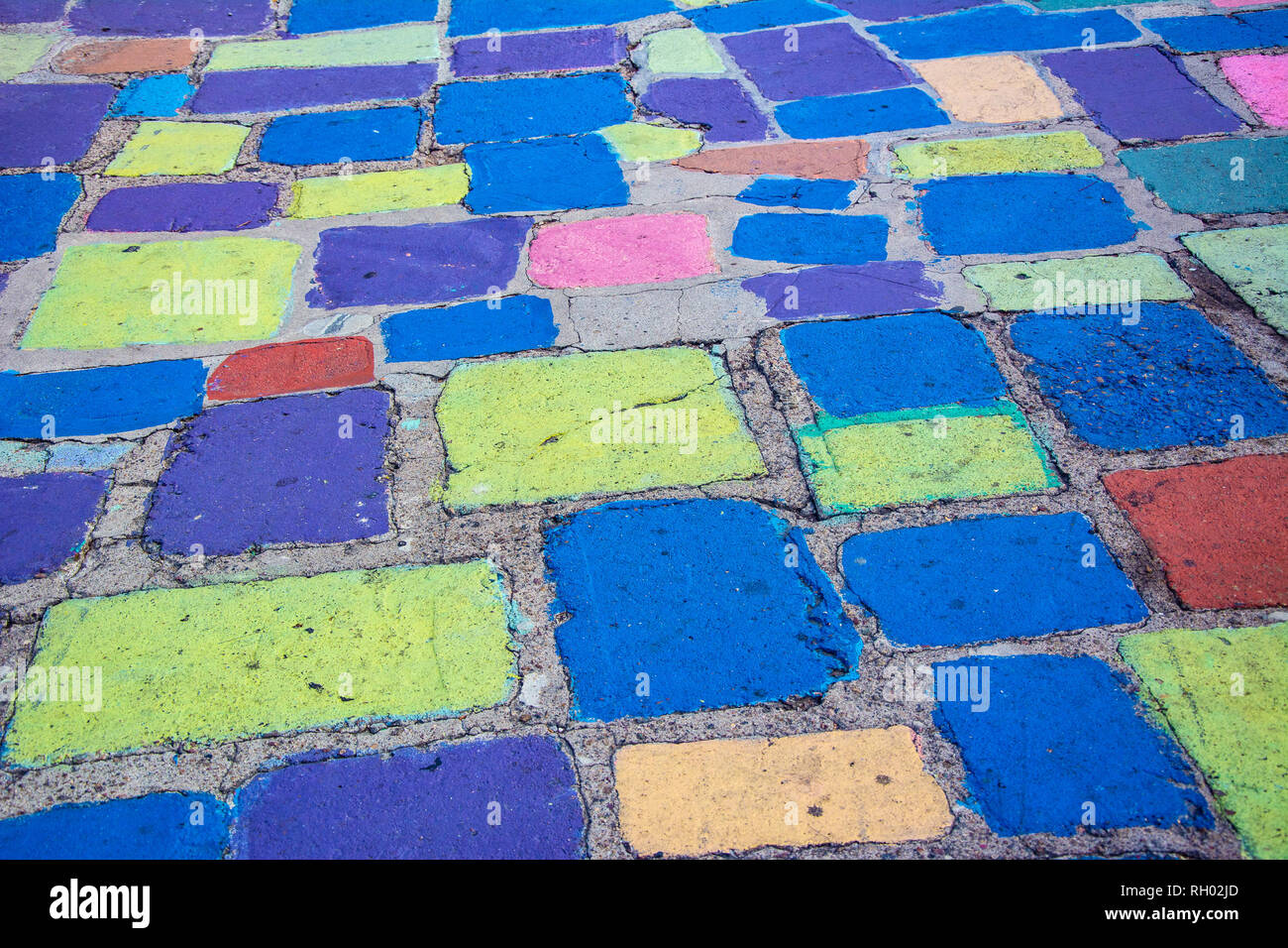 Colorful painted sidewalk Stock Photo