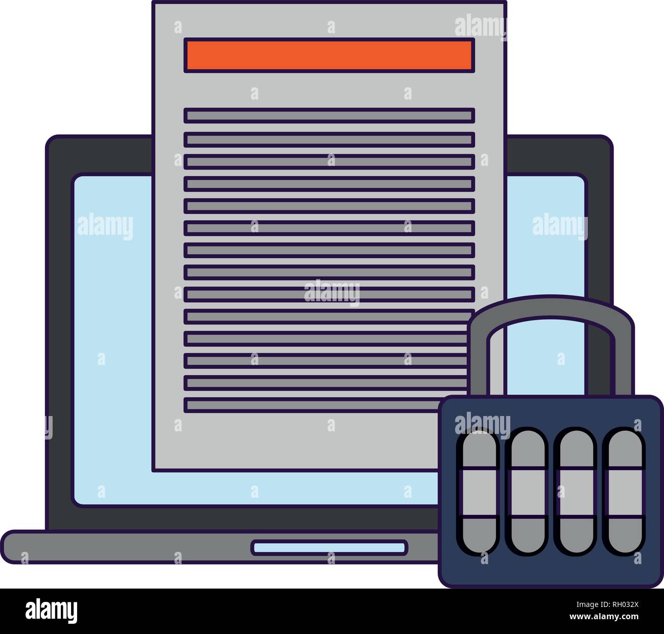 laptop with document padlock symbols Stock Vector Image & Art Alamy