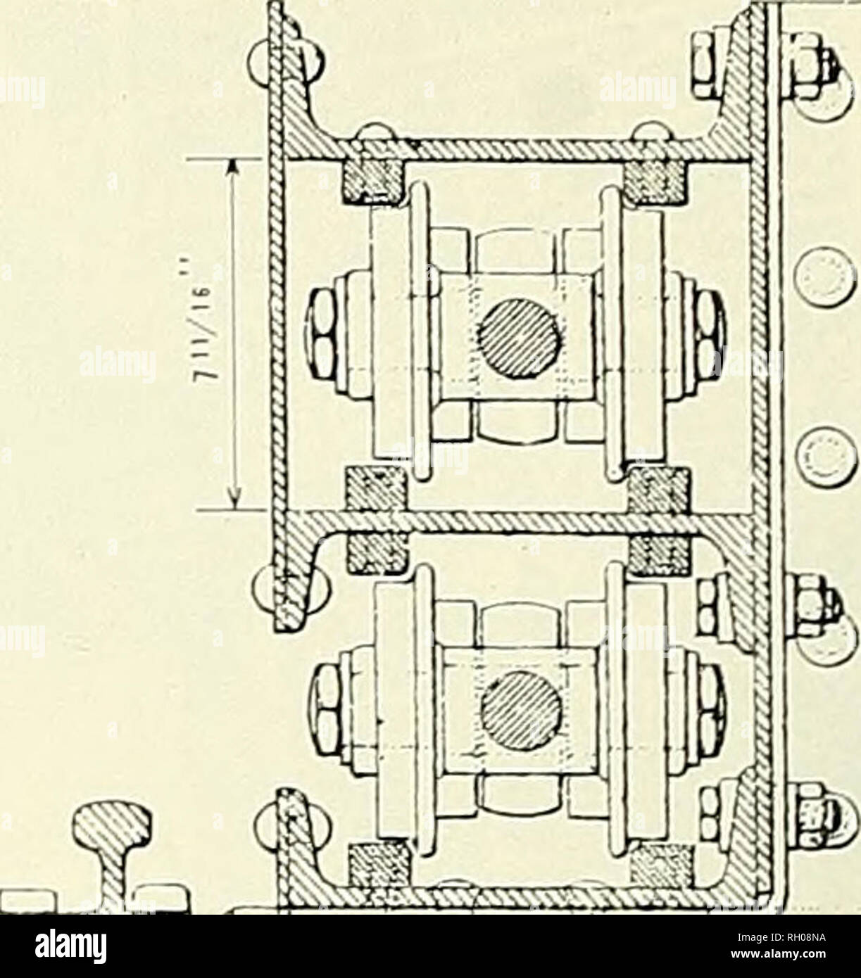 Bulletin. Science. Figure 35.—Detail of links in the Roux system. (From Gustave  Eiffel, La Tour de Trois Cents Metres, Paris, 1900, p. 156.) rollers,  working within the hollow guides. Corre- sponding