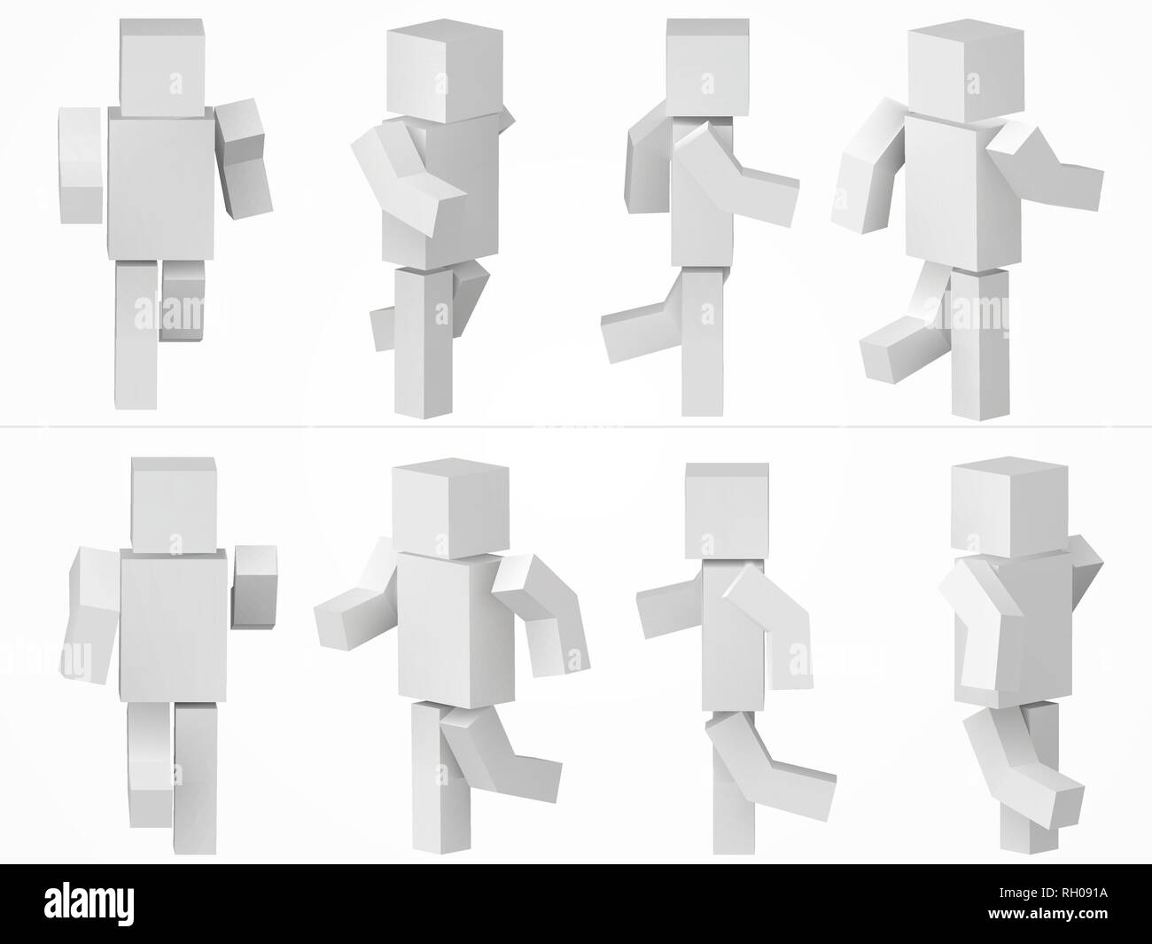 running cubic character. 3d style simple cubic character illustration. Stock Vector