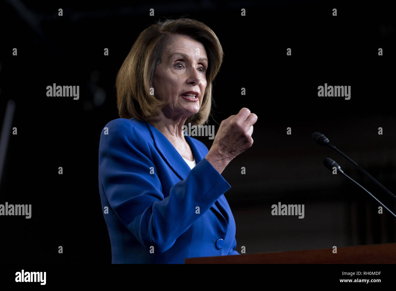 Washington, District of Columbia, USA. 31st Jan, 2019. House Speaker NANCY PELOSI (D-CA) holds her weekly press conference a day after negotiations begin between Congress and the President to find a compromise on border security funding to make sure the government doesn't shut down again. January 31, 2019 Credit: Douglas Christian/ZUMA Wire/Alamy Live News Stock Photo
