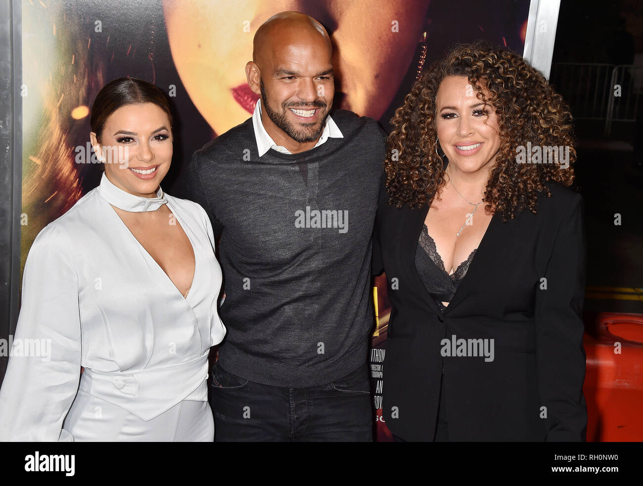 Los Angeles, California, USA. 30th January, 2019. (L-R) Eva Longoria, Amaury Nolasco and Diana Maria Riva attend the Premiere Of Columbia Pictures' 'Miss Bala' at Regal LA Live Stadium 14 on January 30, 2019 in Los Angeles, California. Credit: Jeffrey Mayer/Alamy Live News Stock Photo