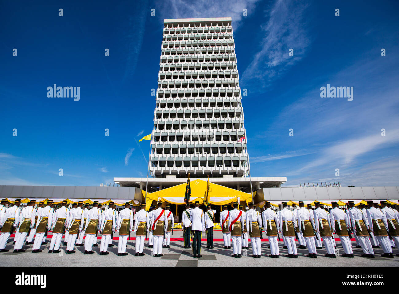 Beijing, Malaysia. 31st Jan, 2019. The welcome ceremony for Sultan Abdullah Sultan Ahmad Shah is held at the parliament in Kuala Lumpur, Malaysia, Jan. 31, 2019. Sultan Abdullah Sultan Ahmad Shah was sworn in as Malaysia's 16th king in a ceremony at the national palace on Thursday. Malaysia is a constitutional monarchy, with nine sultans or rulers, who head their respective state and act as the religious leader, taking turns to serve as the king for a five-year term. Credit: Zhu Wei/Xinhua/Alamy Live News Stock Photo