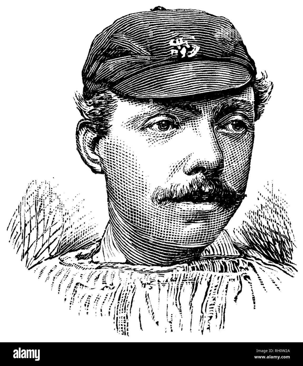 1888 Victorian engraving of English cricketer Robert 'Bobby' Abel (1857-1936), who played for England and Surrey. Stock Photo