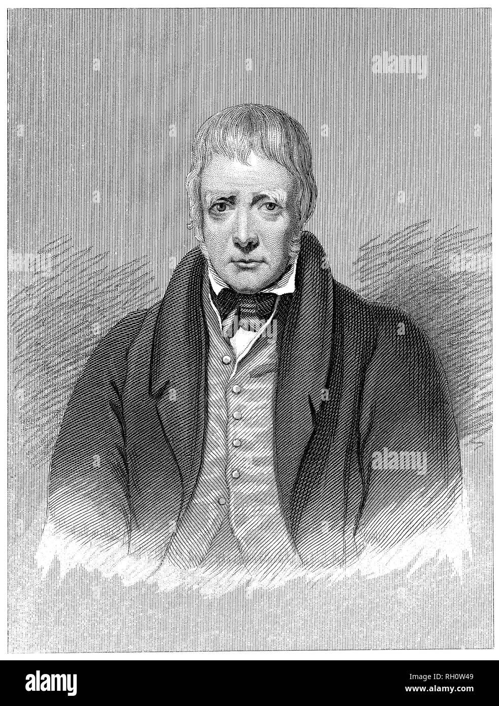 1853 vintage engraving of Sir Walter Scott. Stock Photo
