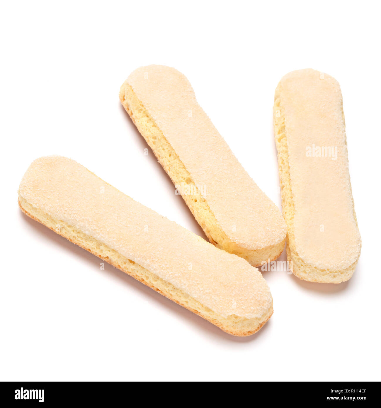 Traditional Italian Savoiardi ladyfingers Biscuits on White Background