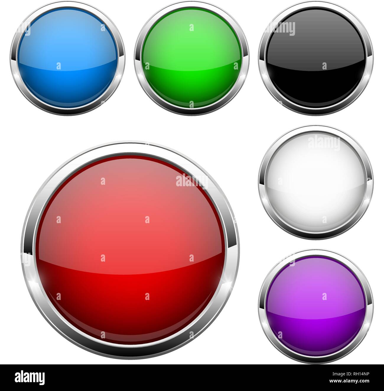 Glass Buttons Set Shiny Round Colored 3d Web Icons Stock Vector Image