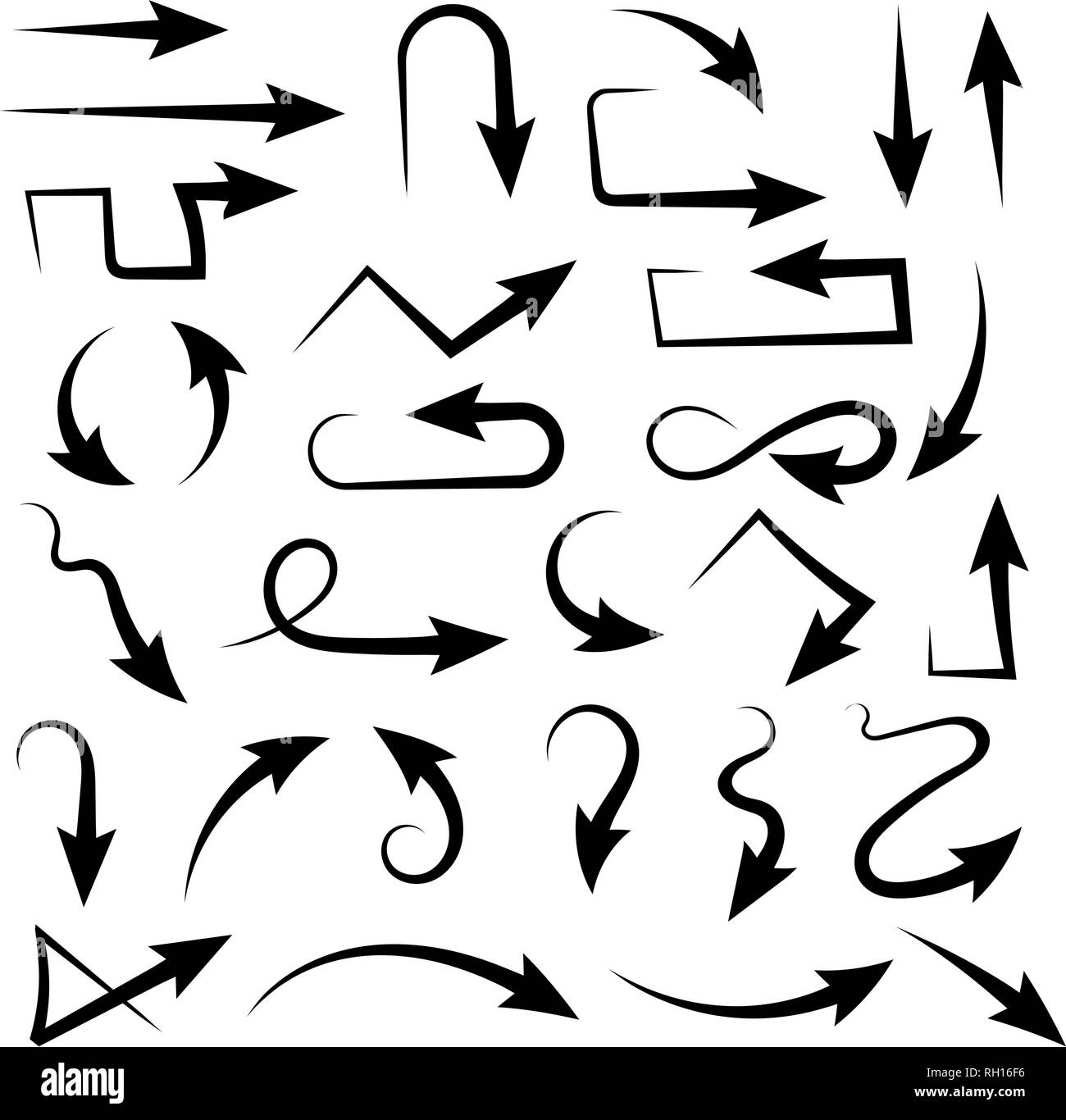 Black arrows. Set of bent icons Stock Vector Image & Art - Alamy