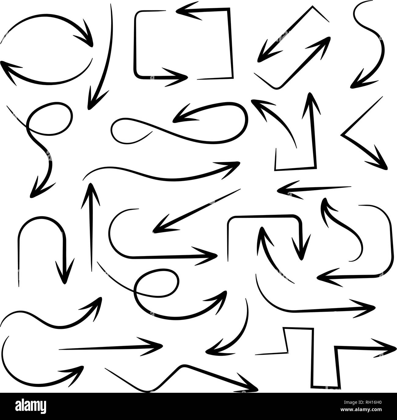 Black arrows. Set of hand drawn icons Stock Vector Image & Art - Alamy
