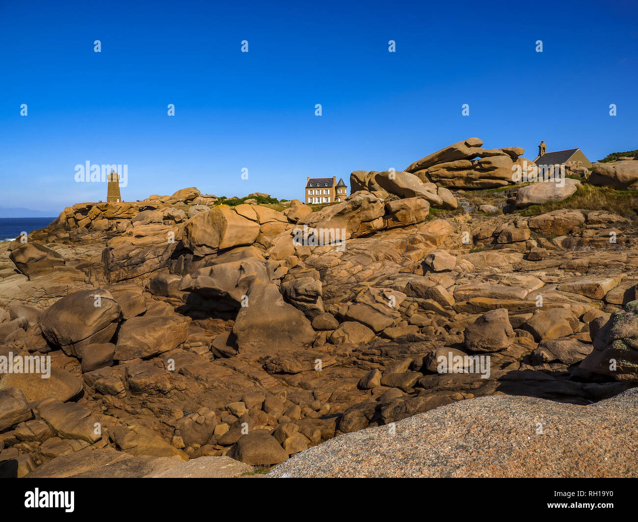 Granit Rose, Ploumanach, Cotes-d Armor, Bretagne, France, Europe Stock Photo