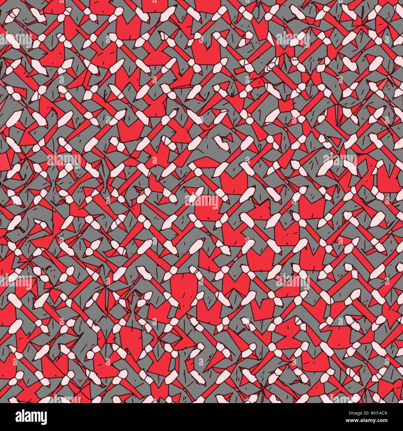 red retro irregular squared floral wallpaper background pattern, vector illustration Stock Vector