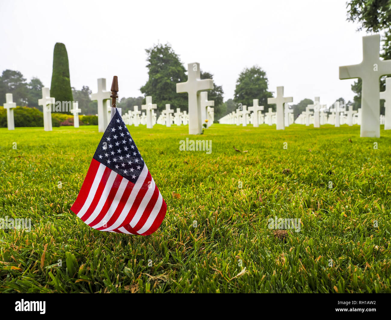 American War Cemetary, Colleville sur Mer, Calvados, Normandy, France, Europe Stock Photo