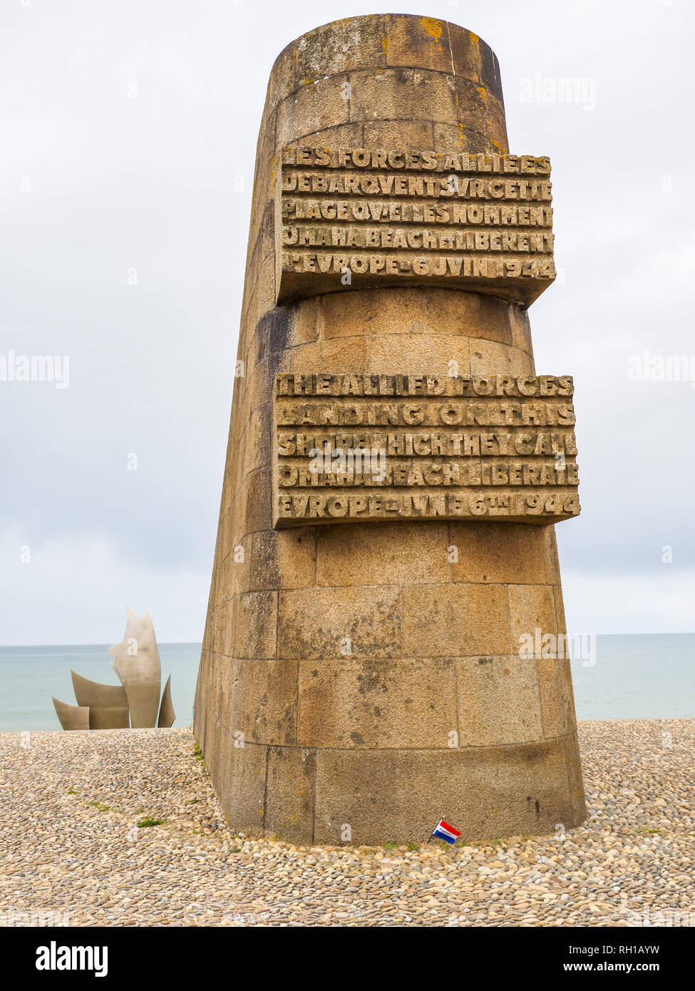 Omaha Beach Memorial, Saint Laurent sur Mer, Calvados, Normandy, Frankce, Europe Stock Photo