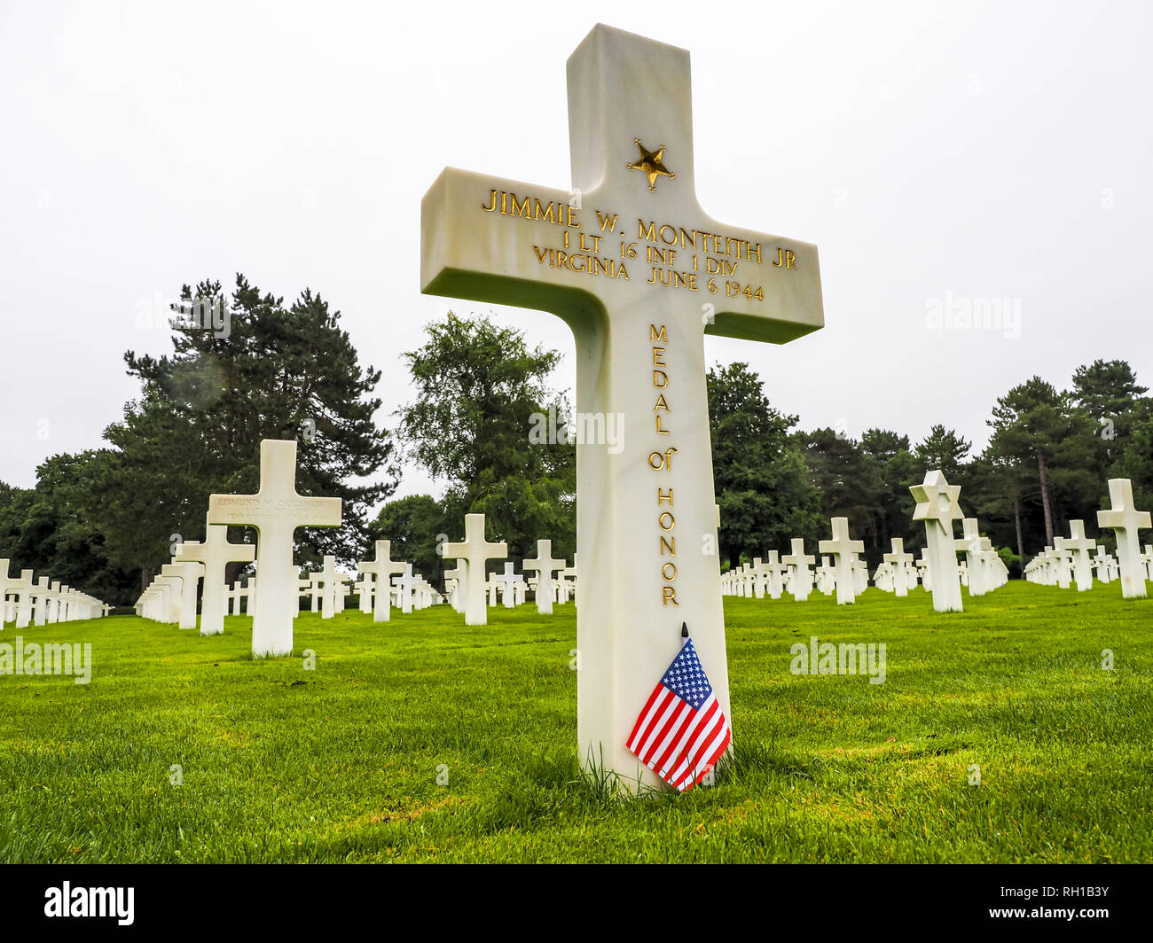 American War Cemetary, Colleville sur Mer, Calvados, Normandy, France, Europe Stock Photo