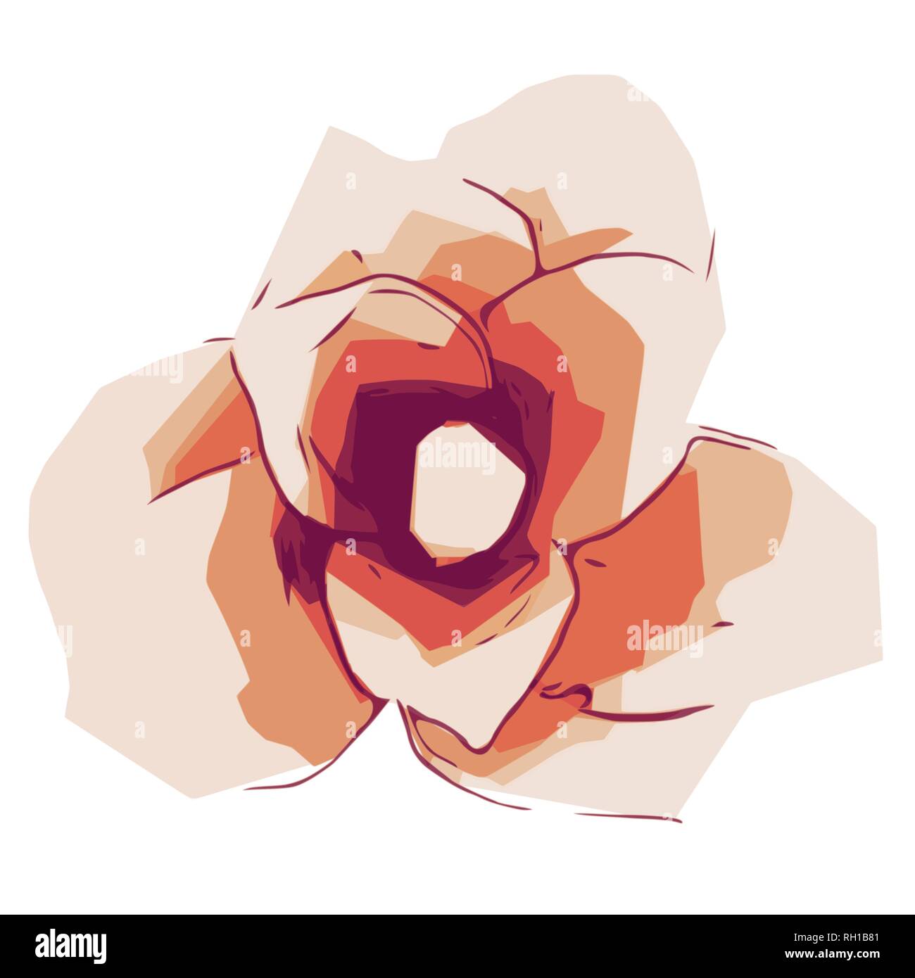 brown rose blossom single flower ornament pattern, vector illustration Stock Vector