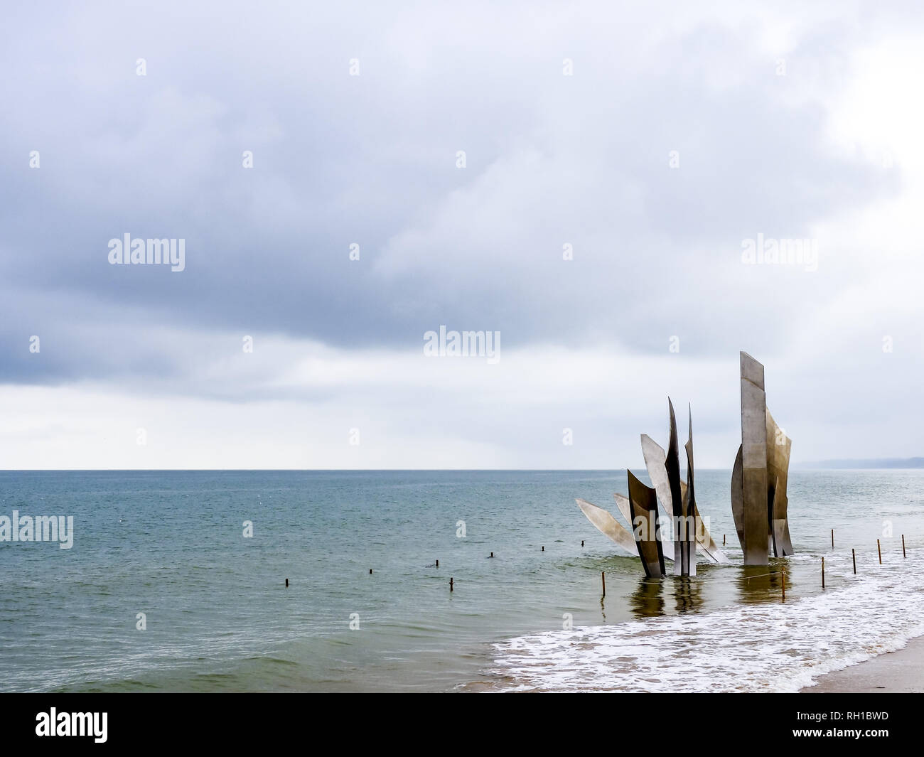 Omaha Beach Memorial, Saint Laurent sur Mer, Calvados, Normandy, Frankce, Europe Stock Photo