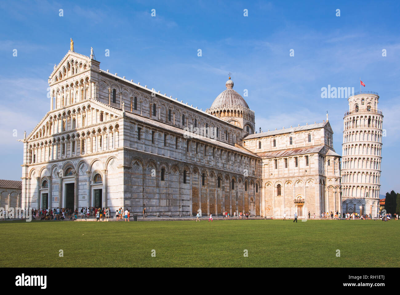 Cathedral of Pisa with the leaning tower Stock Photo - Alamy