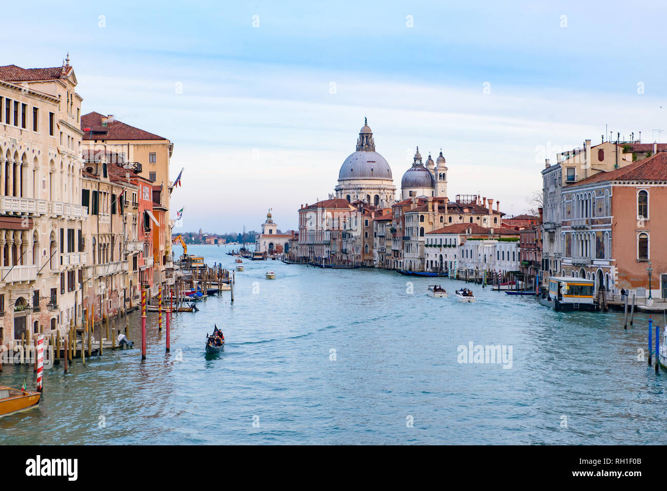 Grand Canal with Santa Maria della Salute at background, Venice, Italy Stock Photo