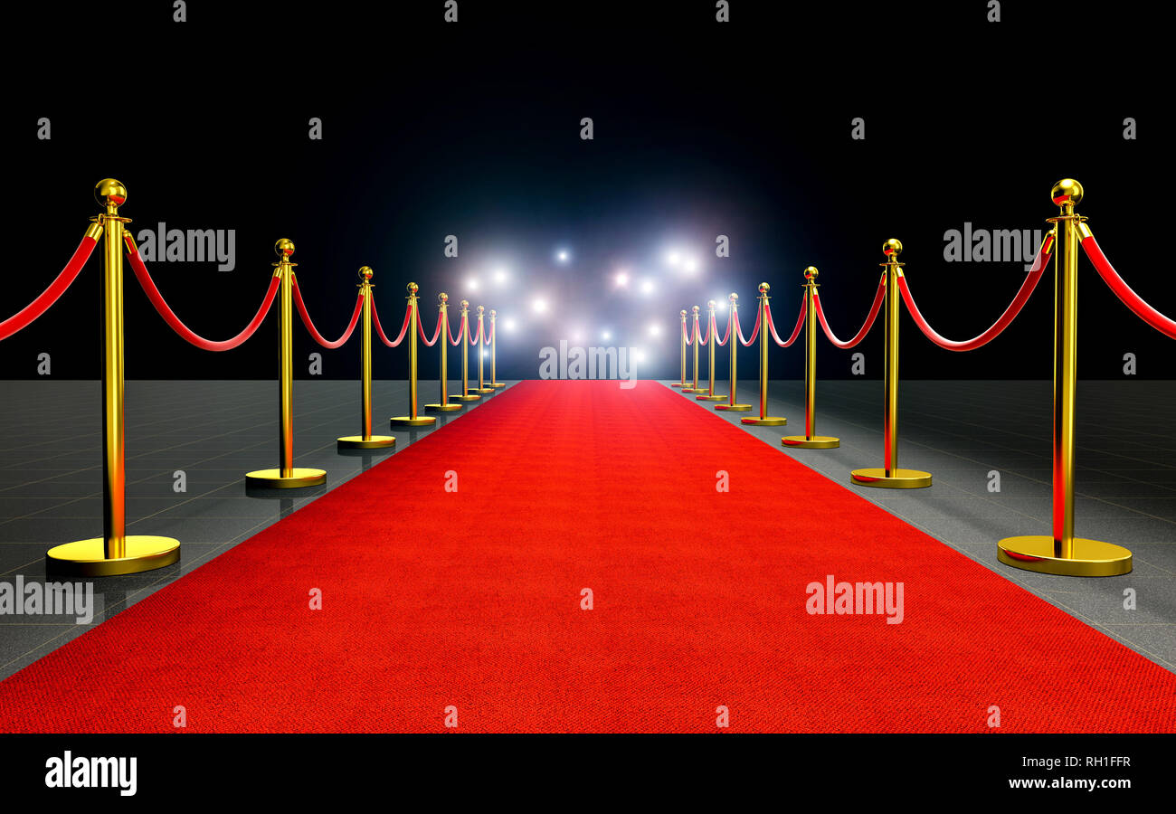paparazzi flash at red carpet 3d rendering image Stock Photo