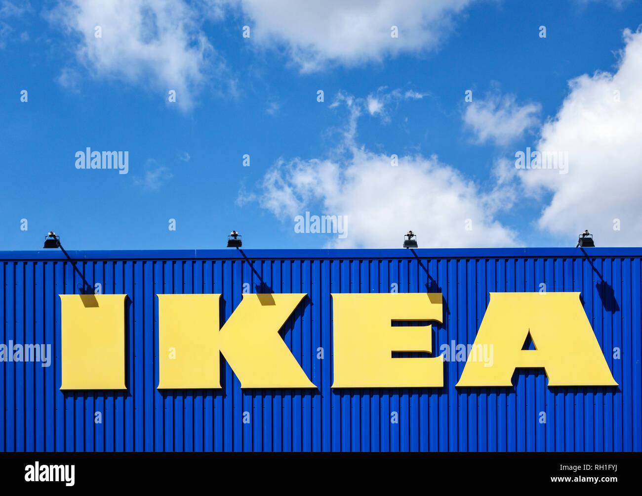 The Ikea Logo At A Branch Of The Swedish Furniture Superstore At