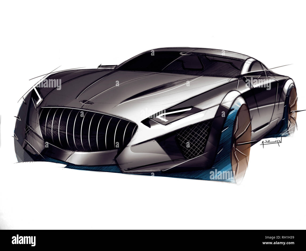 Sports car concept design drawing Stock Photo - Alamy