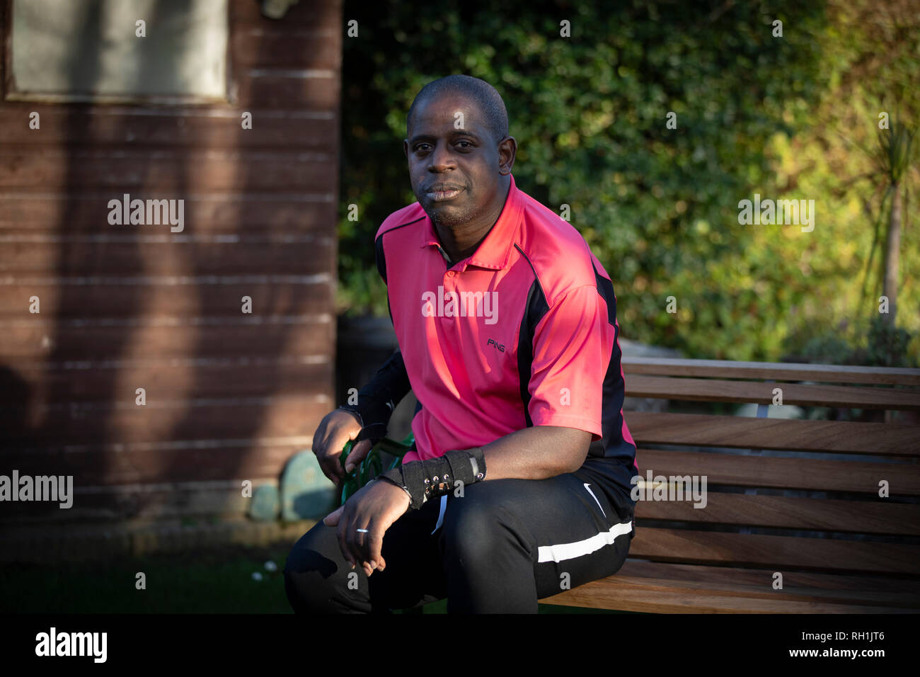 Lenny Johnrose, pictured at his home in Preston, Lancashire.  He was an English former professional football player who during his career played for several clubs including Burnley, Bury and Swansea City. In March 2017, Penrose was diagnosed with motor neurone disease. Stock Photo