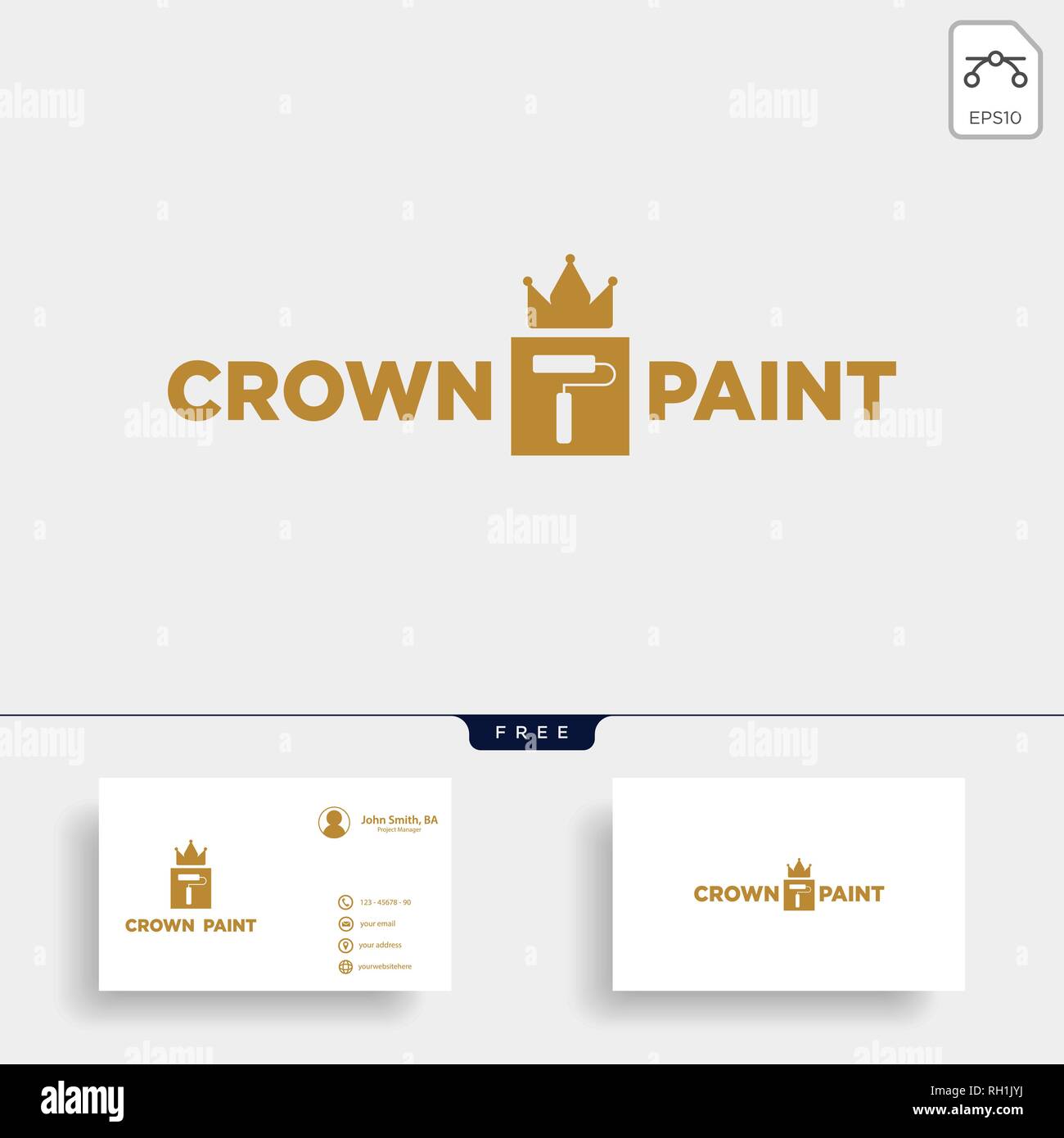 crown paint brush colorful logo template vector icon element - vector ...