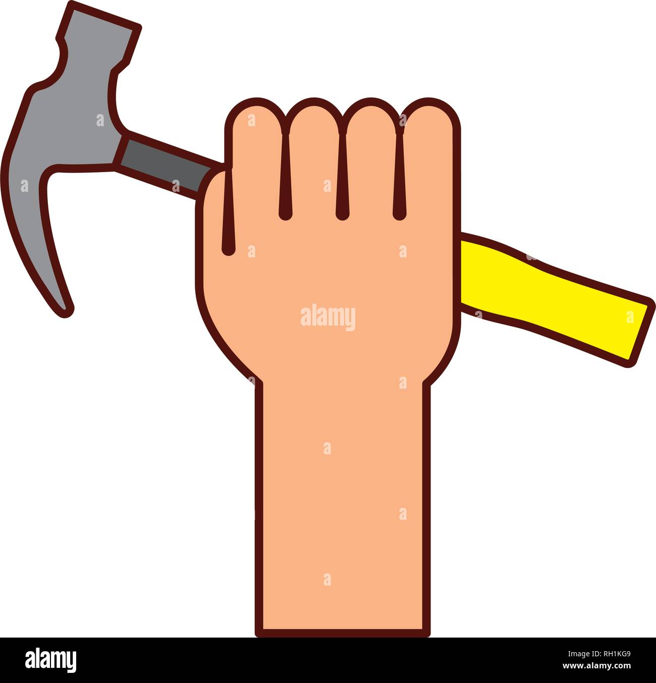 hand with hammer tool Stock Vector Image & Art - Alamy